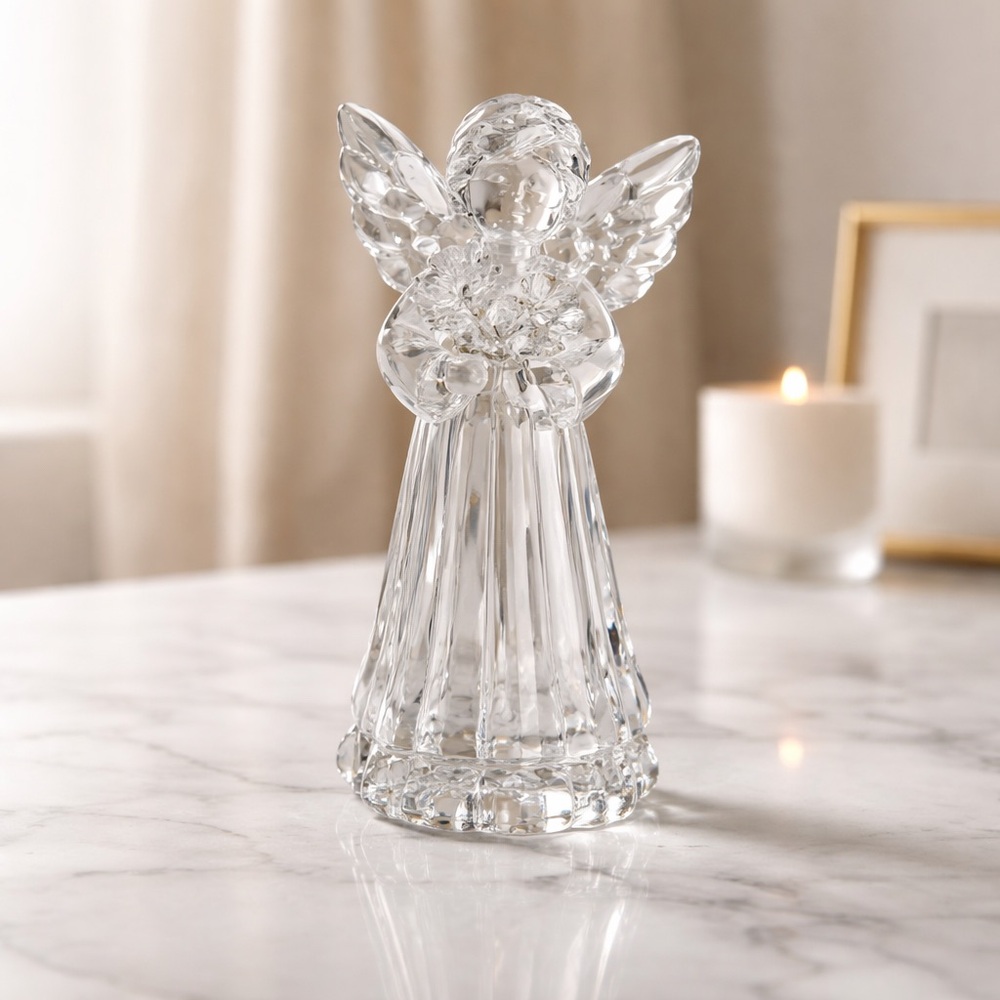 Mikasa Lead Crystal Glass Angel Holding Lamb Figurine